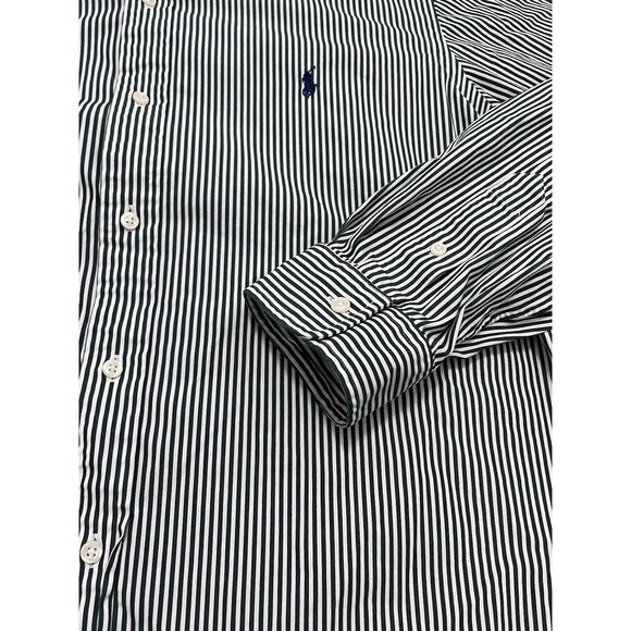Polo Ralph Lauren Classic Fit Green White Striped Button Down Shirt Size XL - Picture 4 of 7